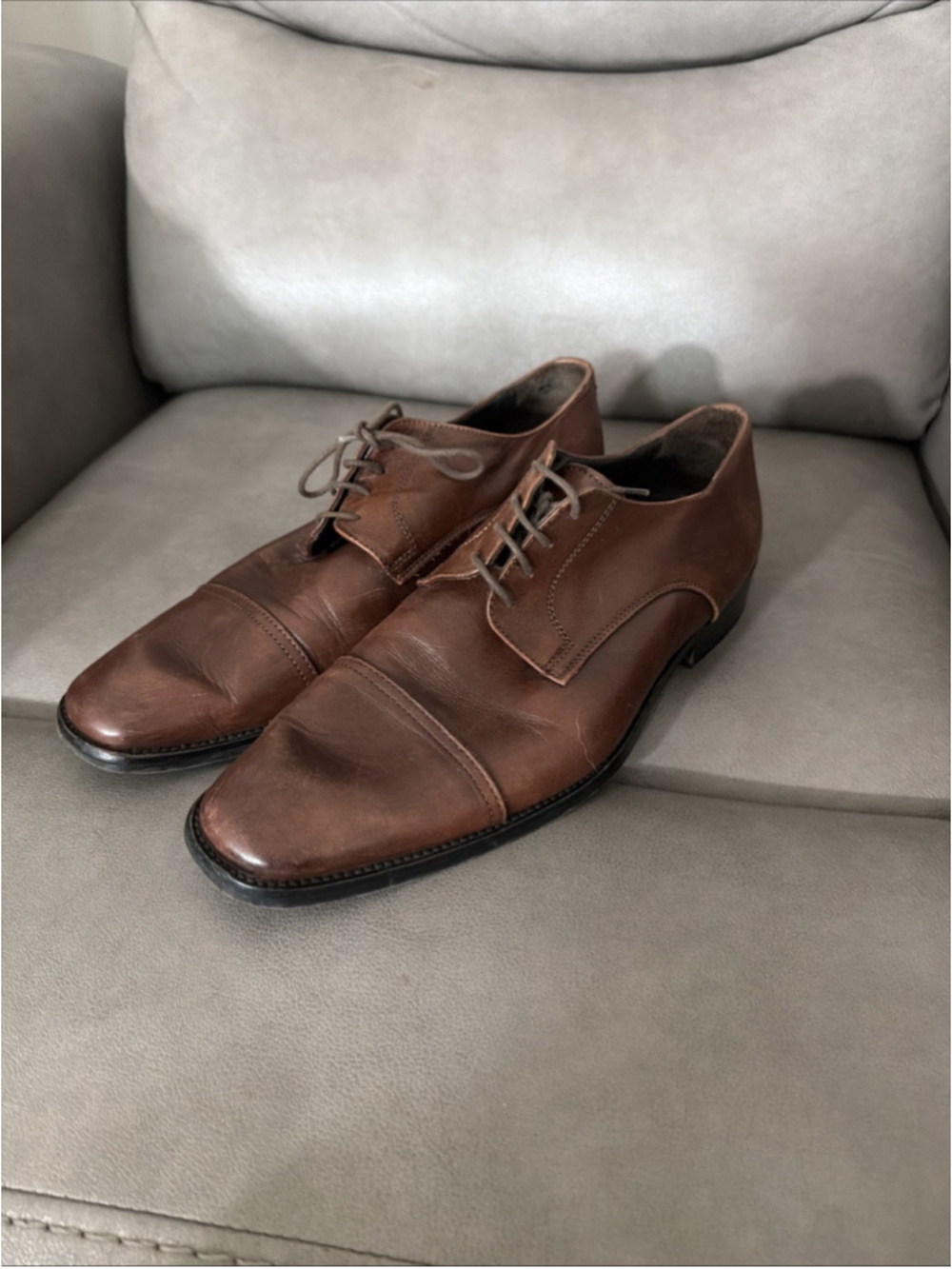 MEN’S TO BOOT NEW YORK LEATHER OXFORD DRESS SHOES BROWN SIZE 9 US ADAM DERRICK